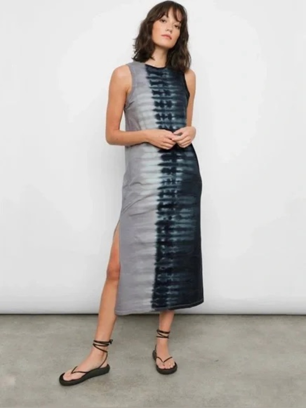 Rails The Tank Dress Midi Black Blue Dip Dye Women's Size M 100% Cotton Boho